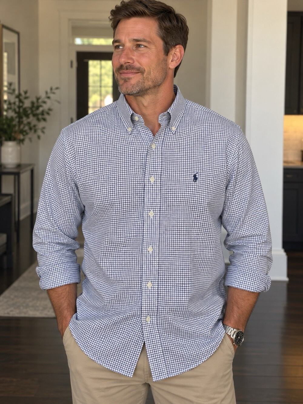 Polo Ralph Lauren Yarmouth Check Button Up Dress Shirt Men's 15 1/2 - 32/33